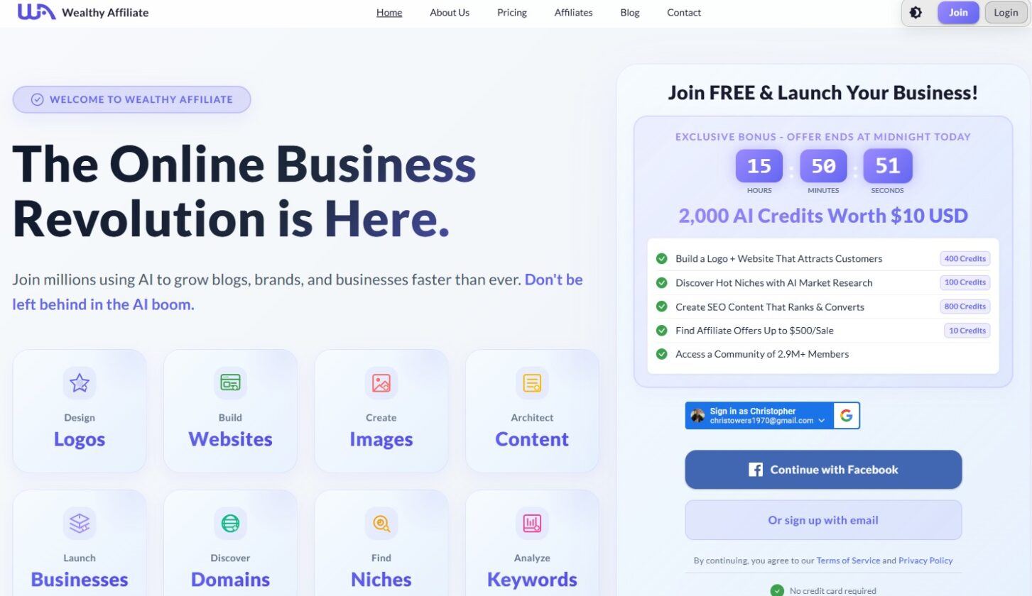 The homepage showcasing the business-building process and recent member activity.