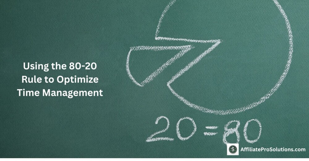 Chalkboard drawing of a pie chart illustrating the 80-20 Rule, emphasizing time management strategies for better productivity.