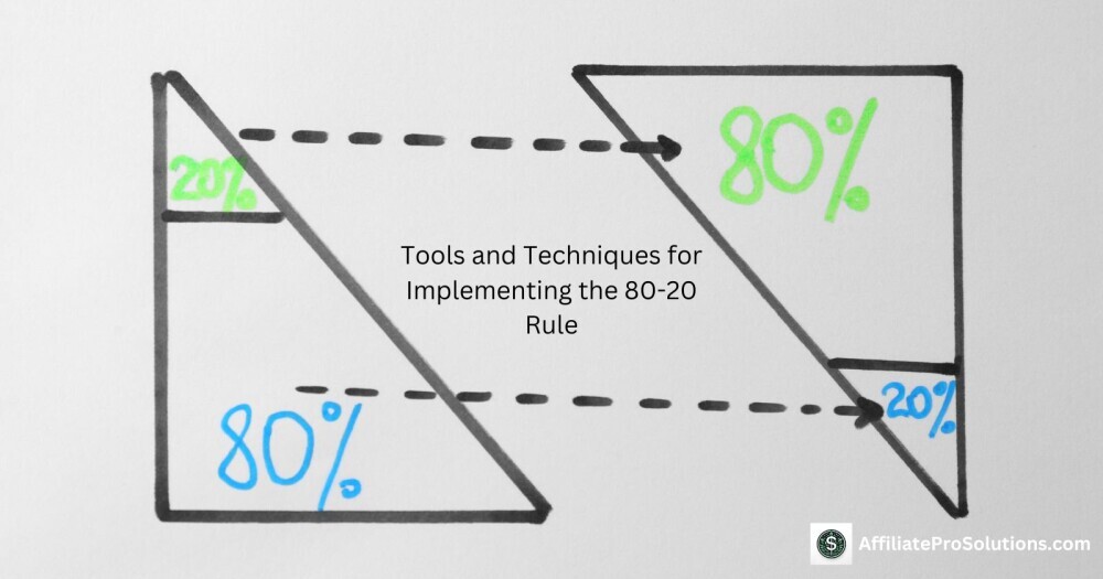 Tools and Techniques for Implementing the 80-20 Rule A hand-drawn diagram showing the 80-20 principle, illustrating how small efforts lead to big results in time management.