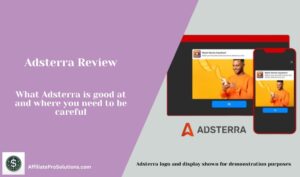 Adsterra Review header image showing example ad formats and the Adsterra logo