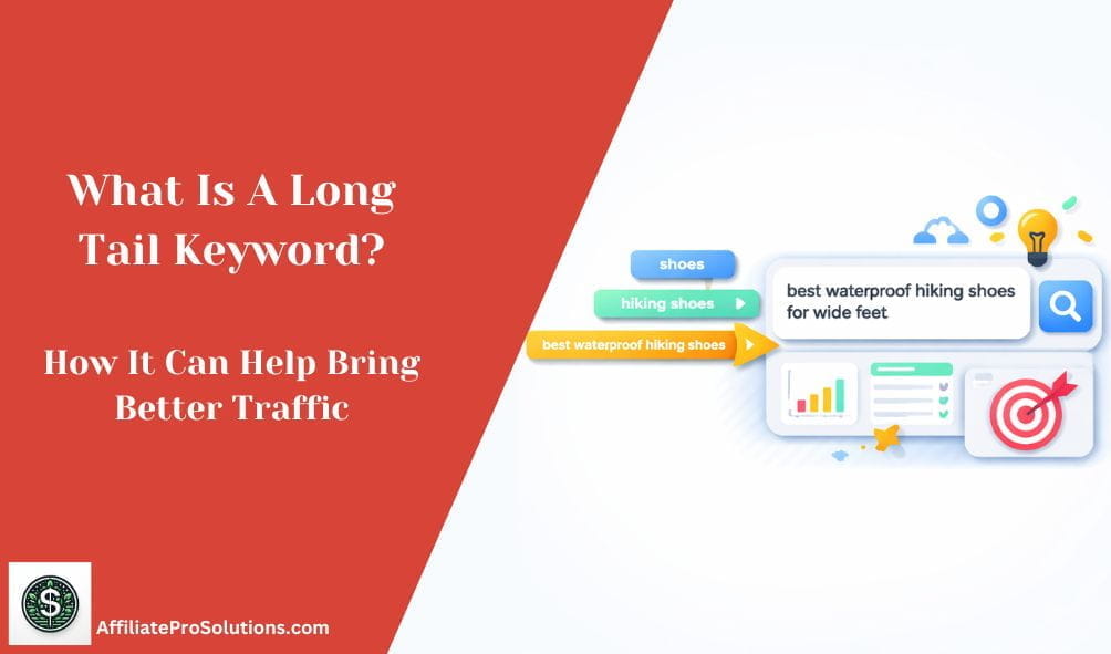 What is a long tail keyword header image showing a broad search turning into a more specific long tail keyword for better traffic